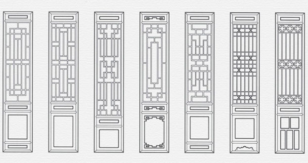 泽州常用中式仿古花窗图案隔断设计图